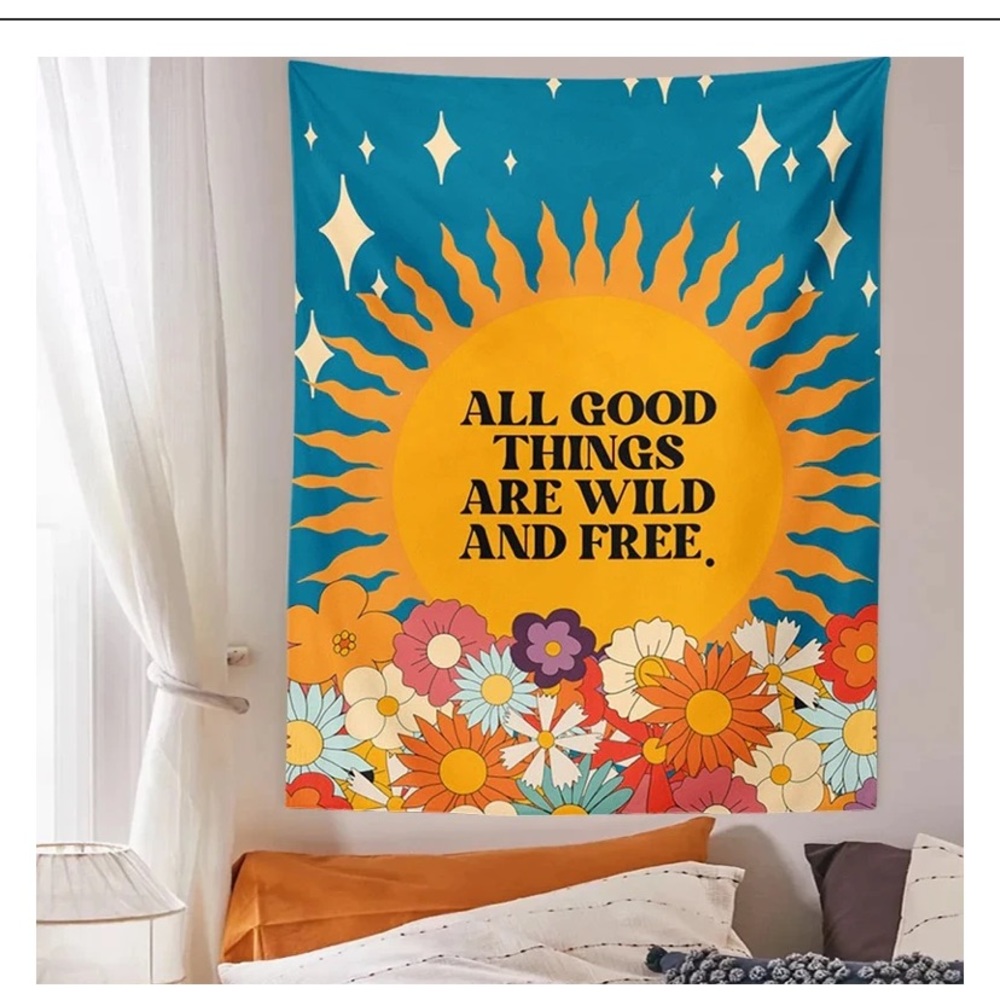 NEW tapestry “all good things are wild and free” hippie vibe